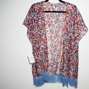 Fringed scarf and duster set in cheery colors. OS NWT